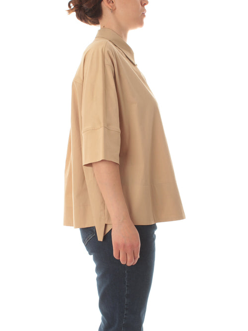 Elena Mirò camicia in cotone da donna beige