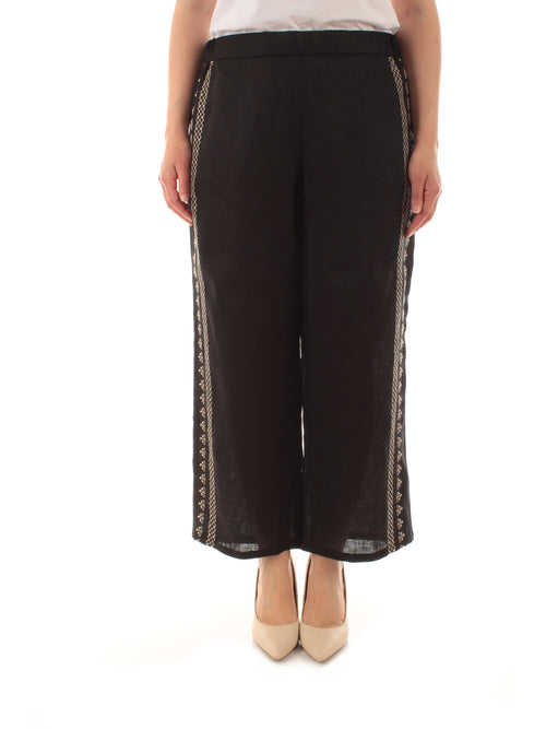 Elena Mirò pantaloni ricamati da donna nero