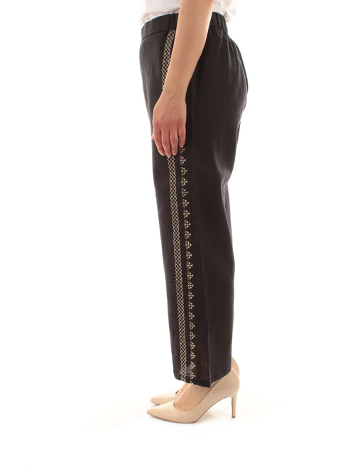 Elena Mirò pantaloni ricamati da donna nero