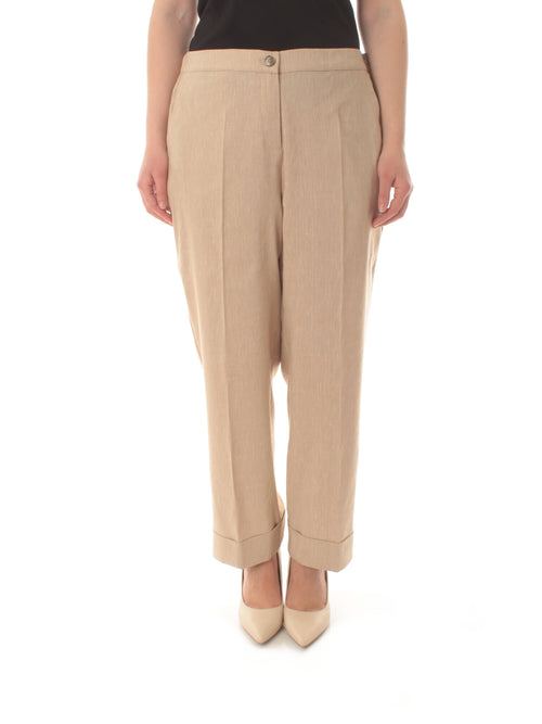 Elena Mirò pantalone in misto lino da donna beige