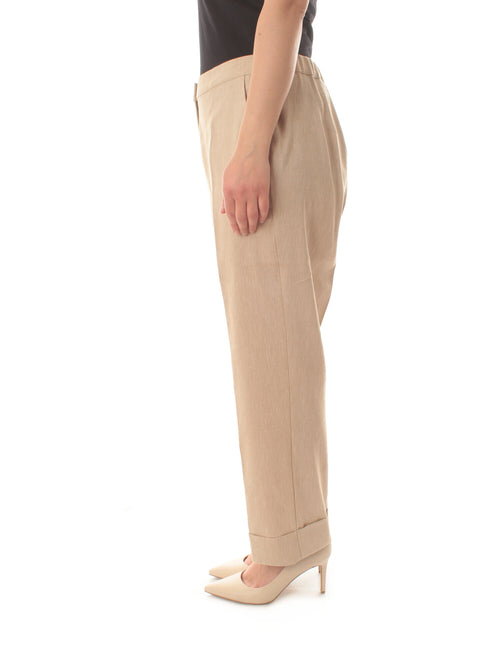 Elena Mirò pantalone in misto lino da donna beige