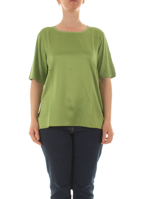 Luisa Viola T-shirt in raso e jersey da donna verde