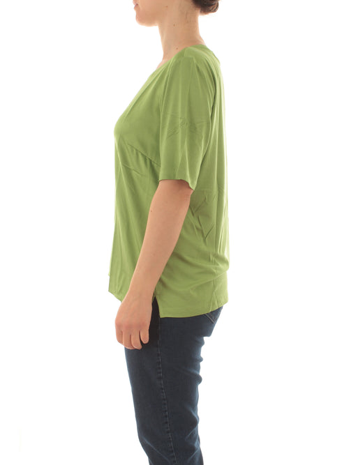 Luisa Viola T-shirt in raso e jersey da donna verde