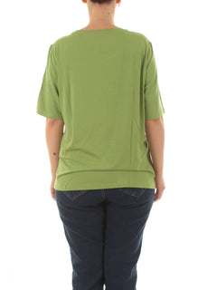 Luisa Viola T-shirt in raso e jersey da donna verde
