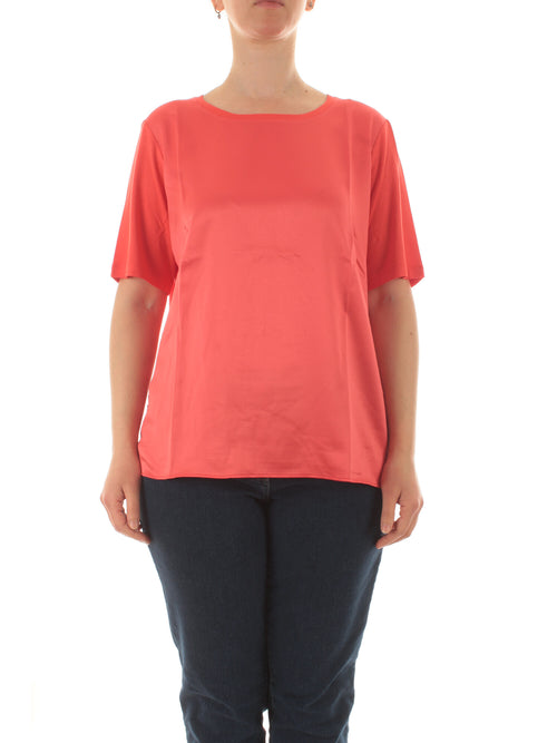 Luisa Viola T-shirt in raso e jersey da donna corallo