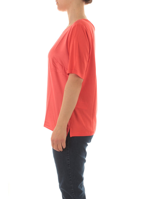 Luisa Viola T-shirt in raso e jersey da donna corallo