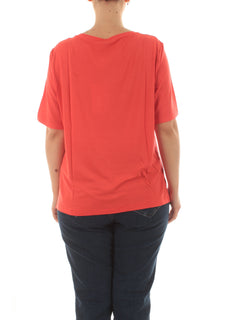 Luisa Viola T-shirt in raso e jersey da donna corallo