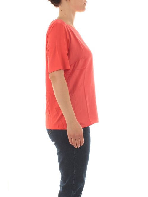 Luisa Viola T-shirt in raso e jersey da donna corallo