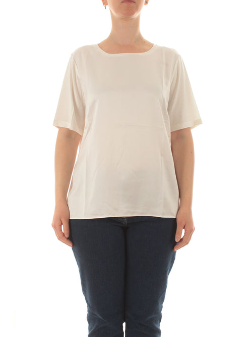 Luisa Viola T-shirt in raso e jersey da donna bianco