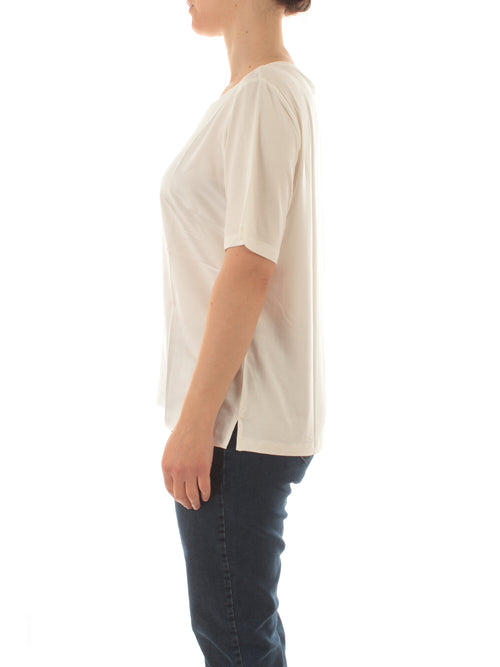 Luisa Viola T-shirt in raso e jersey da donna bianco