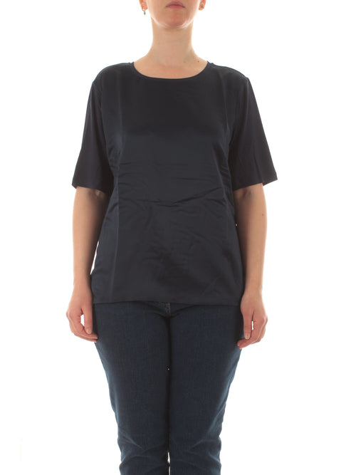 Luisa Viola T-shirt in raso e jersey da donna blu