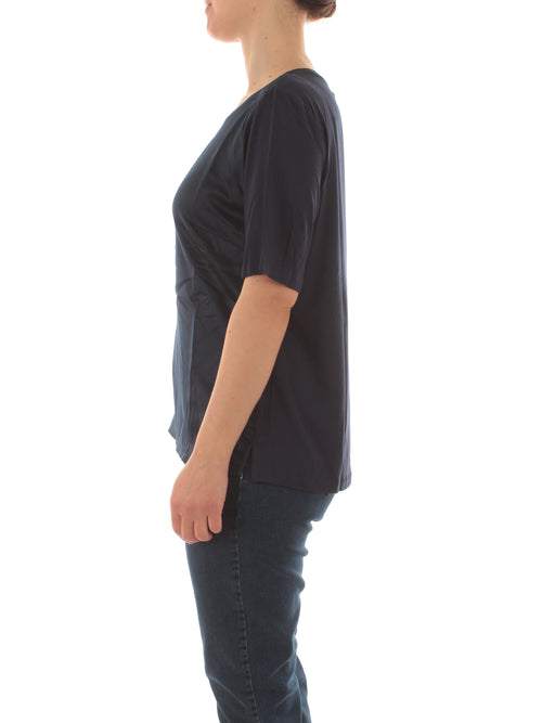 Luisa Viola T-shirt in raso e jersey da donna blu