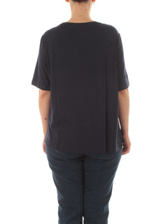 Luisa Viola T-shirt in raso e jersey da donna blu