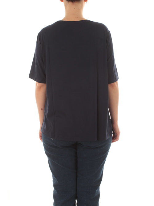 Luisa Viola T-shirt in raso e jersey da donna blu