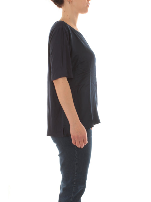 Luisa Viola T-shirt in raso e jersey da donna blu