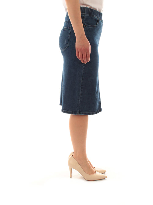 Luisa Viola gonna cinque tasche in denim blu da donna
