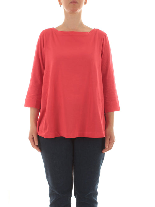 Luisa Viola T-shirt in cotone stretch da donna corallo