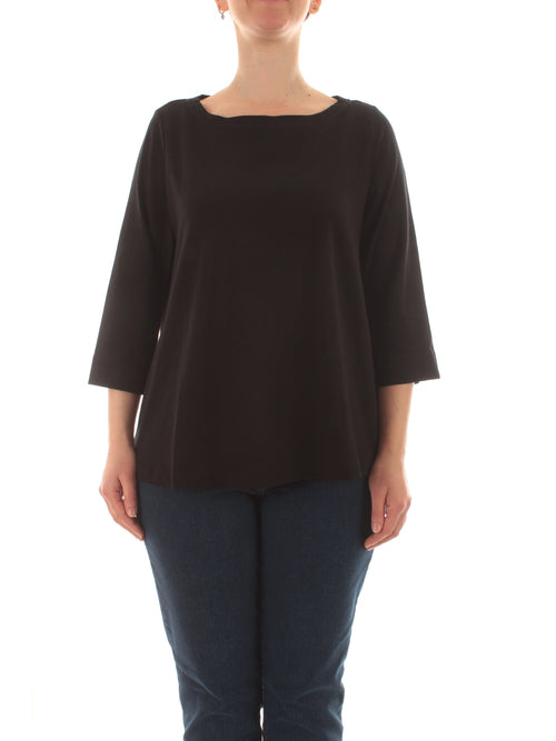 Luisa Viola T-shirt in cotone stretch da donna nero