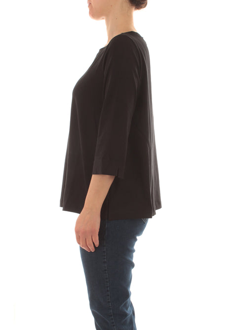 Luisa Viola T-shirt in cotone stretch da donna nero