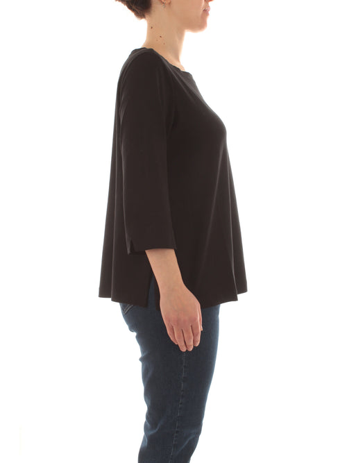 Luisa Viola T-shirt in cotone stretch da donna nero