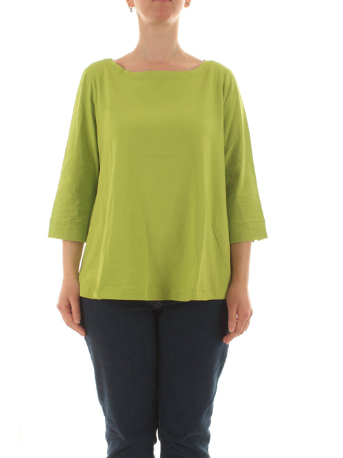 Luisa Viola T-shirt in cotone stretch da donna verde