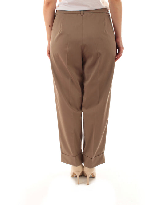 Luisa Viola pantaloni con risvolto in rasatello da donna tortora