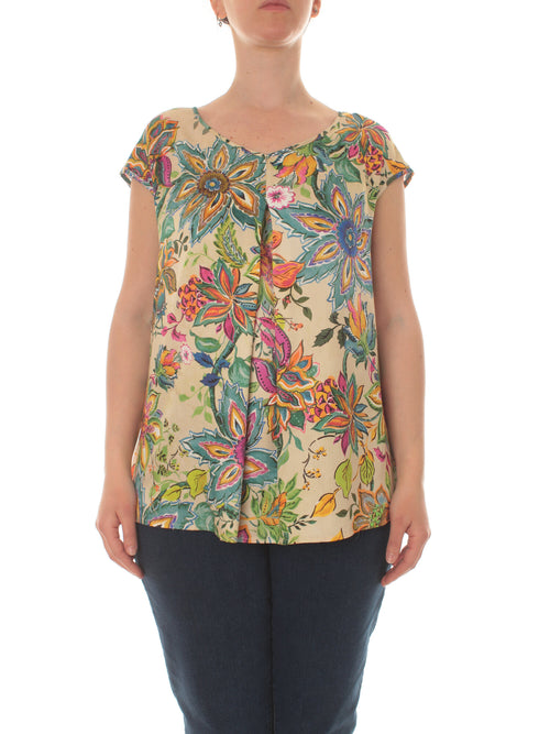 Luisa Viola top in raso multicolore da donna