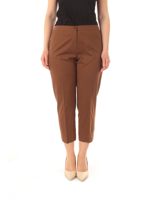 Luisa Viola pantaloni capri in cotone da donna marrone