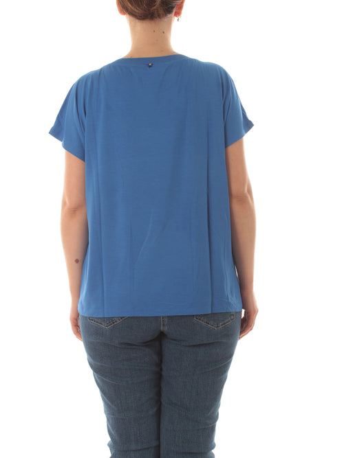 Marina Rinaldi Sport T-shirt bimateriale da donna bluette