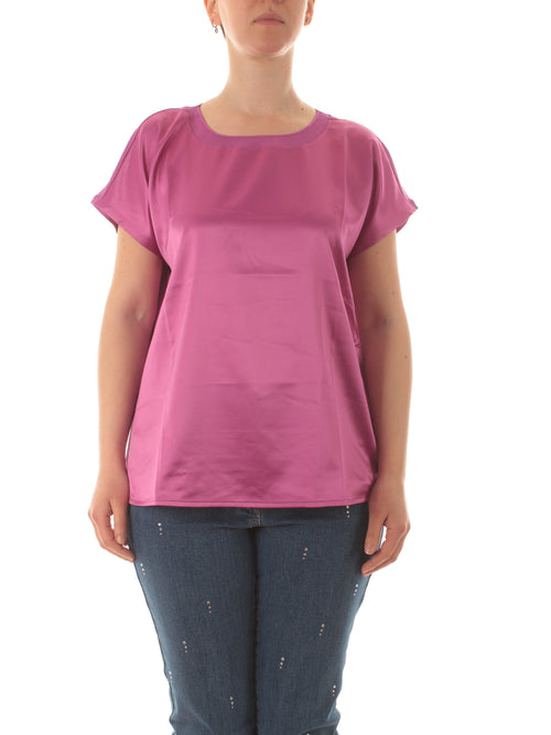 Marina Rinaldi Sport T-shirt bimateriale da donna ciclamino