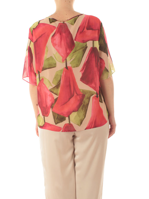 Persona By Marina Rinaldi PEGOLA top da donna dis. calla gesso