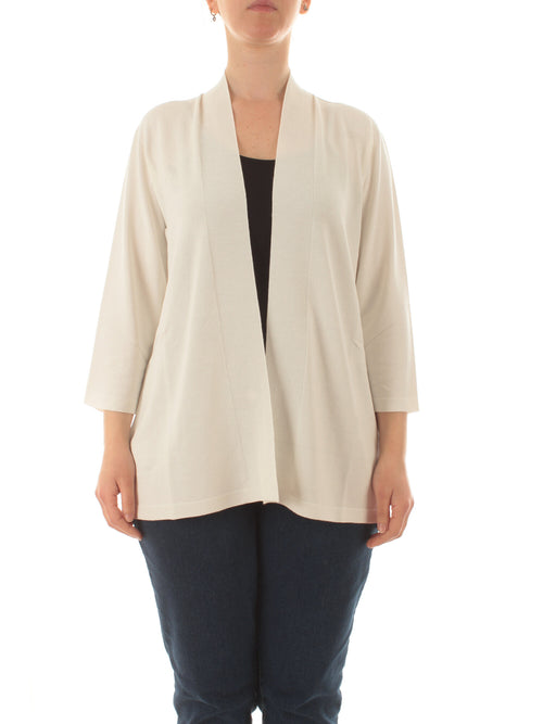 Persona by Marina Rinaldi PESCE cardigan da donna bianco seta