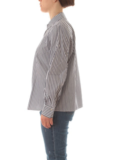 Persona by Marina Rinaldi SASSARI camicia da donna bianco seta/blu