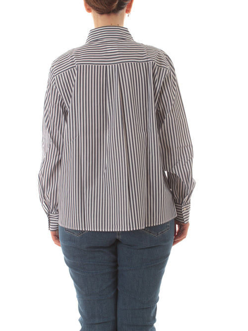 Persona by Marina Rinaldi SASSARI camicia da donna bianco seta/blu