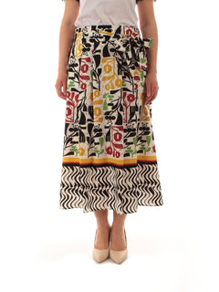 Persona By Marina Rinaldi ZENITH gonna in cotone stampato da donna multicolor