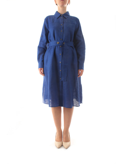 Persona by Marina Rinaldi PEDALE abito chemisier in lino da donna bluette
