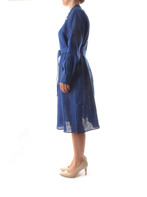 Persona by Marina Rinaldi PEDALE abito chemisier in lino da donna bluette