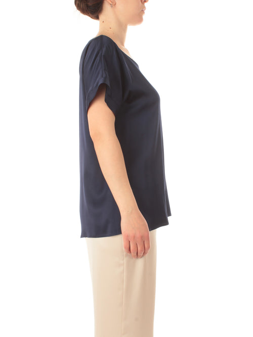 Gaia Life blusa in raso da donna blu navy