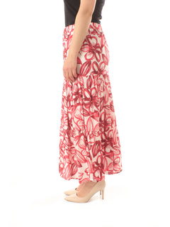Gaia Life gonna ampia a balze da donna rosso