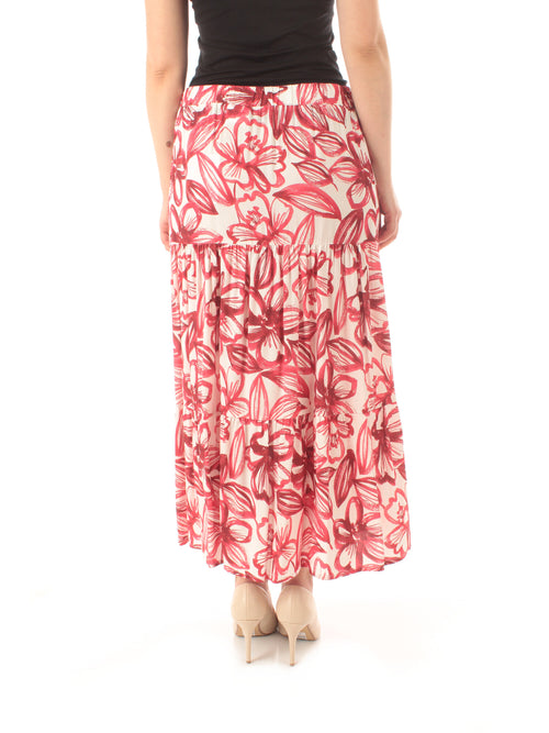 Gaia Life gonna ampia a balze da donna rosso