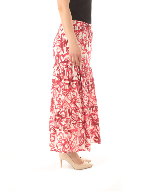 Gaia Life gonna ampia a balze da donna rosso