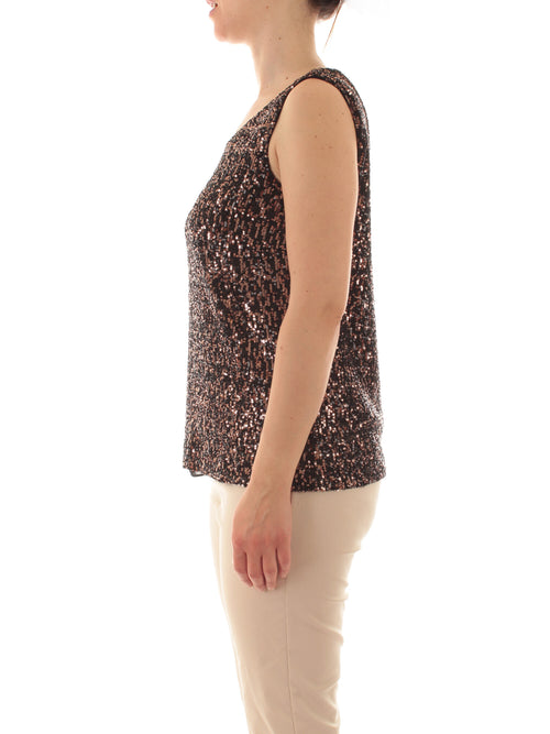 Gaia Life top in full paillettes da donna nero