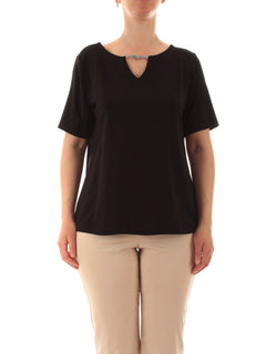 Gaia Life blusa in jersey stretch da donna nero