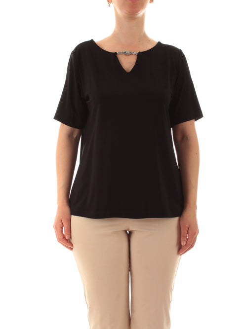 Gaia Life blusa in jersey stretch da donna nero