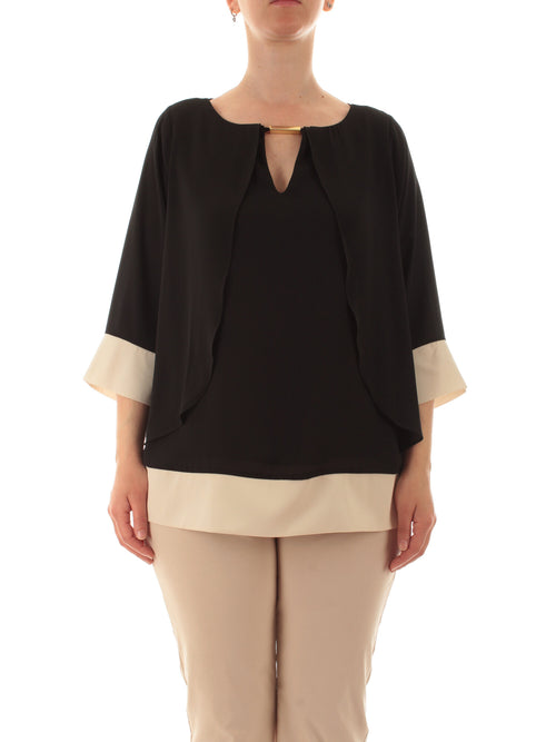 Marina Talia blusa in crêpe da donna nero/avorio