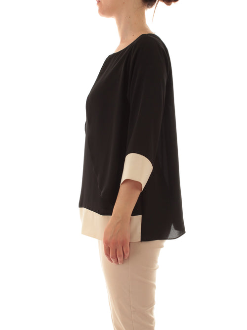 Marina Talia blusa in crêpe da donna nero/avorio