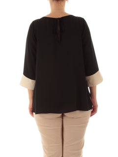 Marina Talia blusa in crêpe da donna nero/avorio