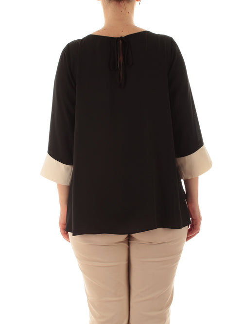 Marina Talia blusa in crêpe da donna nero/avorio