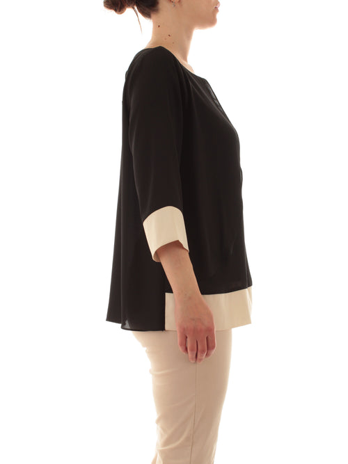 Marina Talia blusa in crêpe da donna nero/avorio