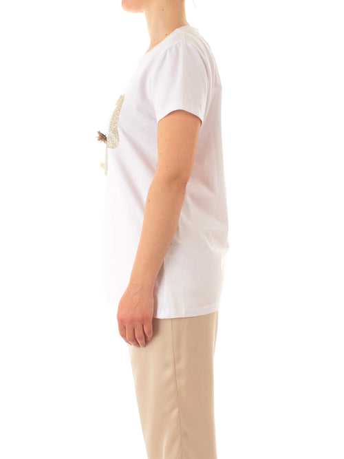 Marina Talia T-shirt con strass e spille da donna bianco